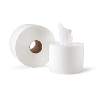 Туалетная бумага в маленьких рулонах с центральной вытяжкой Olymp Professional Premium, Целлюлоза (2 сл/110 м/12 рул в уп.)