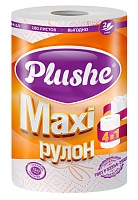 Полотенца бумажные Plushe Maxi, 2 слоя, белый с цветным тиснением, 1 рулон, длина 40м, 18шт/упак