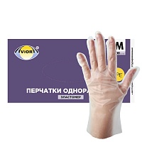Перчатки одноразовые Эластомер прозрачные размер M 100шт