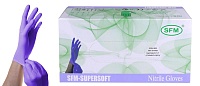 Перчатки нитриловые неопудренные SFM STABLE WORK, размер L, текстурированные на пальцах, фиолетово-голубые 50пар/100шт.