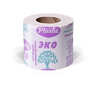 Туалетная бумага ECO PLUSHE, светло-серая, со втулкой, с перфорац. 115гр  Макулатура (30 рул в уп) 