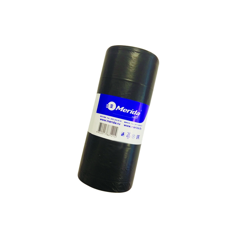 Мешки для мусора "MERIDA OPTIMUM" черные 60л., 25мкм, ПСД (60х80 см.)(20шт/рулон) 