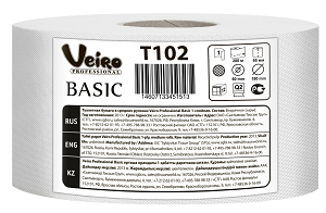 Бумага туалетная Veiro Professional Basic в средних рулонах, Переработанное сырье (1 сл/200 м/12 рул в уп.)