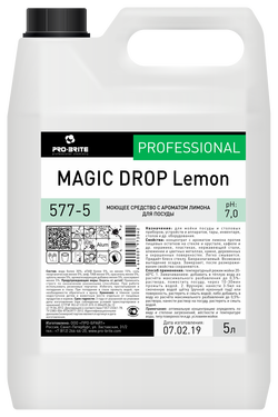 Magic Drop Lemon 5 л. Моющее средство с ароматом лимона для посуды. PRO-BRITE