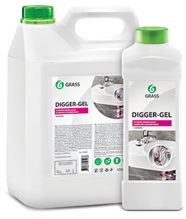 DIGGER-GEL 5 л. Средство щелочное для прочистки канализационных труб. Grass