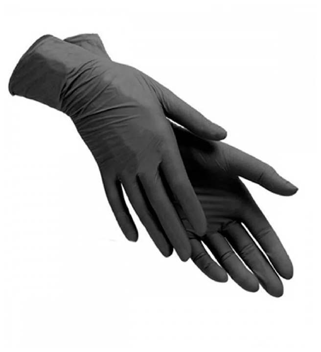Перчатки нитриловые неопудренные Benovy размер М черные текстурированные на пальцах 50пар/100шт 