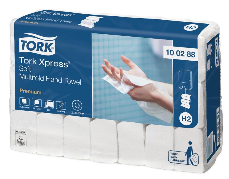 Tork Premium Бумажные полотенца сложения Multifold Tork Xpress, супер мягкие, 2 слоя, белые, 21шт