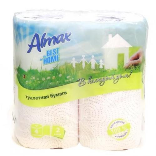 Полотенца бумажные ALMAX The BEST for HOME, 2 слоя, белый, 2 рулона, длина 11м, 100%  целлюлоза, 16шт/упак