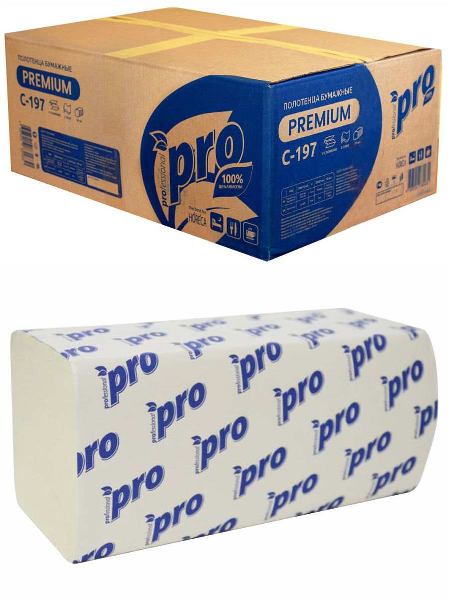 Полотенца бумажные Protissue Premium  V-сложения 2 сл., 20 уп. 200 лист. Protissue