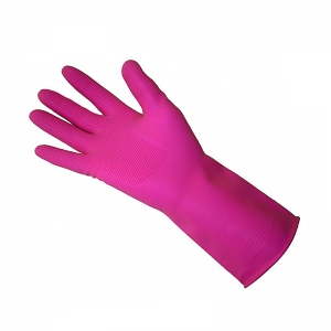 Резиновые суперпрочные хозяйственные перчатки с хлопковым напылением, желтые (р  M) 