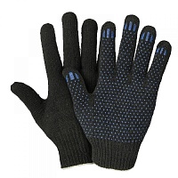 Перчатки ХБ 5-х нитные черные протектор/точка/250пар*кор/СМС