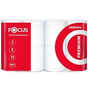Туалетная бумага FOCUS PREMIUM, 3 слоя,15 метров (8рул/спайка, 64рул/уп,). Focus