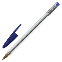 Ручка шариковая STAFF "Basic Budget BP-04", СИНЯЯ, линия письма 0,5 мм, с штрихкодом, 143868
