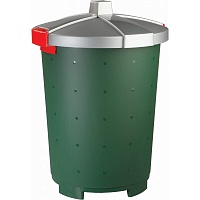 Бак для мусора 65л, цвет зеленно-серый, крышка на защелке Бинго.
